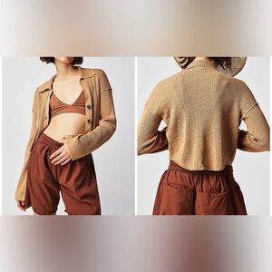 NWT Free People Ella Sweater Shirt - iced coffee brown - large